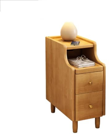 Tavolo da comodino ultra sottile con 2 cassetti per piccoli spazi eleganti mobili per camere da letto mobili per il corridoio in legno crudo Colore Installazione gratuita 30 cm Friendship Years