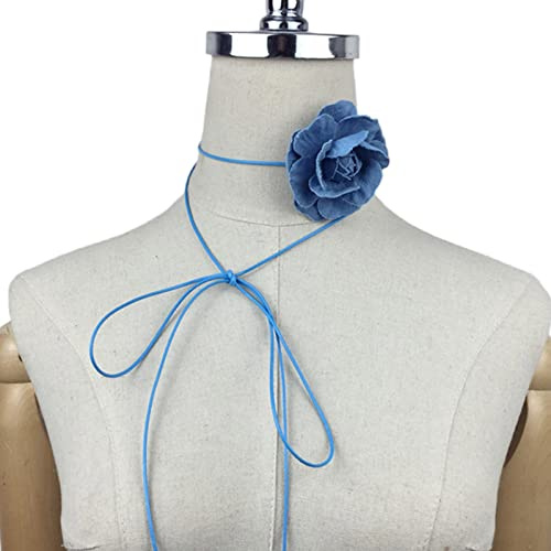 Haiki Fabric Choker Fabric Rose Flower Necklace Artificial Rose Flower Choker Fabric Cloth Accessories for Women Girl