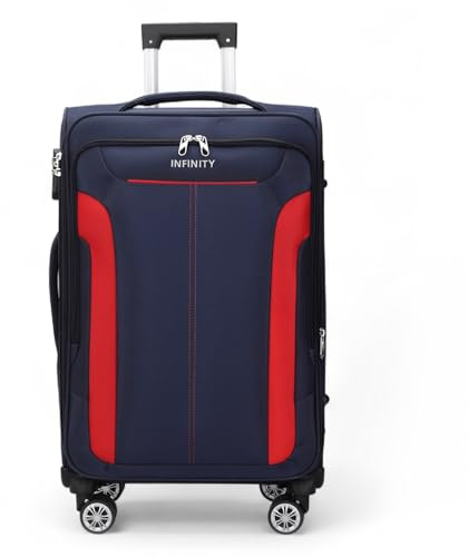 Infinity Leather Großer Koffer 28 superleichtes Gepäck 20% erweiterbar 4-Rad-Spinner weiche Schale Einchecken-Gepäck für 23 kg