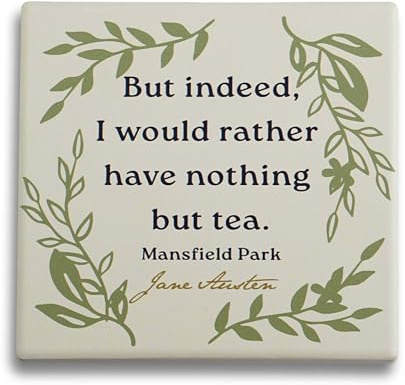 Half Moon Bay Jane Austen Untersetzer aus Keramik, Jane Austen, Unterseite aus Kork, Geschirr, Getränkeuntersetzer, Heimdekoration, offizielles Lizenzprodukt