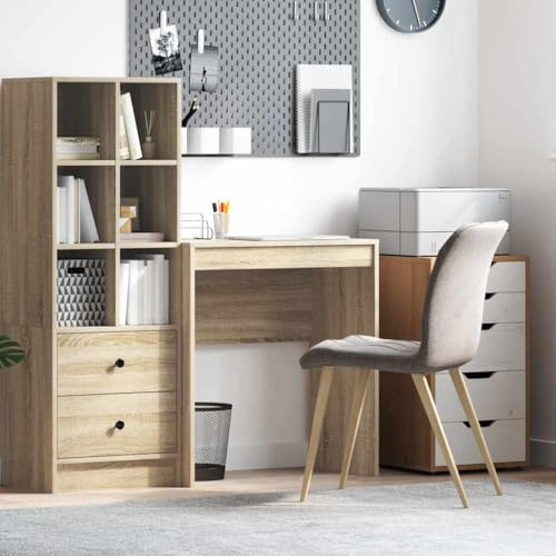 Mandloder Schreibtisch Sonoma Eiche 70x40x76cm mit Fach, Moderner Holzwerkstoff Bürotisch für Laptop und Arbeitszimmer, Robuster Computertisch für Home-Office und Studenten, Einfache Montage