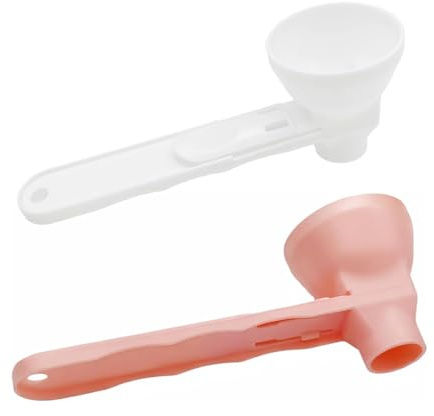 Dosierlöffel Scoop Löffel Proteinpulver Messlöffel mit Trichterfunktion für pulver, Nahrungsergänzung, Trichter Scooper, Pulver Portionierer, Auslaufsicher (2 Stück, Weiß+Rosa)