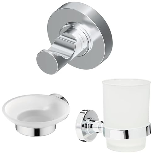Ideal Standard Set A9115AA IOM Handtuchhaken + A9122AA IOM Seifenschale + A9120AA IOM Glashalter, Chrom
