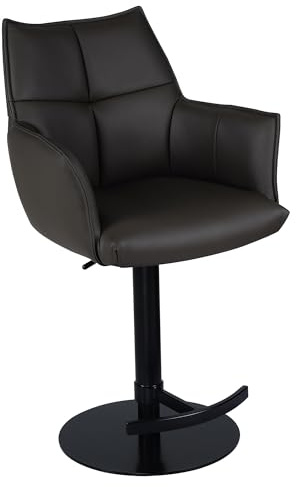 Raburg Barhocker höhenverstellbar, 120 kg belastbar, 360° drehbar, Küchenhocker mit Fußstütze, Leder, Gestell aus Metall - Louming Mele | Braun/Schwarz