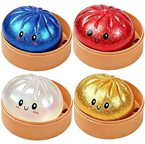 Dampling Squishy Mystery, 4er Set Glitter Bao Squishy Fidget Toys