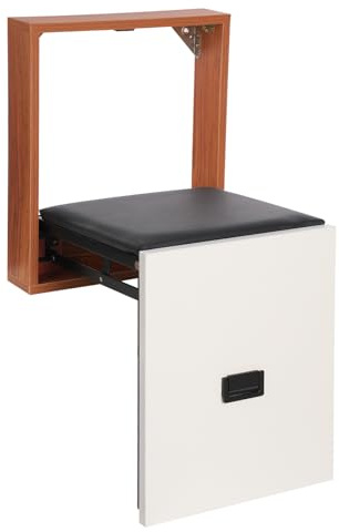 Dofanqing Faltbarer Wandhocker Wandmontierter Schuhwechselhocker – 15 mm Dicke Spanplatte, belastbar bis 150 kg, flach klappbar auf 7,5 cm, Klappbare Bank für Flur (Holz)