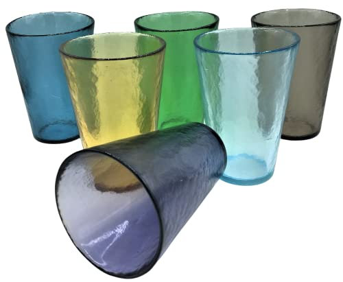 Set of 6 Mixed Colours Murano Collection Yalos Happy Drink Happy Fruit Liquor Glasses ø mm.55 x mm.70 Murano Glass Made in Italy