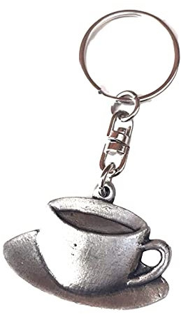 Emblems-Gifts TEE Tasse handgefertigt aus Englisch Zinn Schlüssel Ring + 59 mm Button + Geschenk Tüte