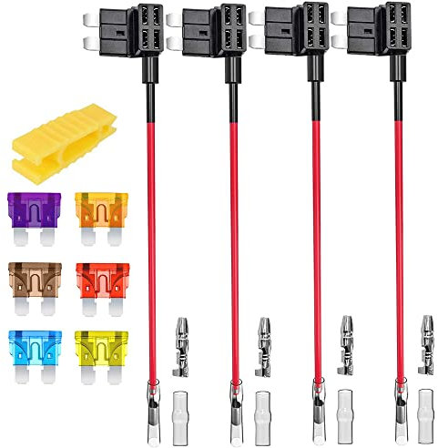 Gebildet 4pcs 12V-24V 20A Standard ATC Add-A-Circuit Porte-fusible Voiture, Adaptateur Lame Porte-fusible ATC, avec 6 pièces de Fusible à Lame et 1 pièce de Extracteur