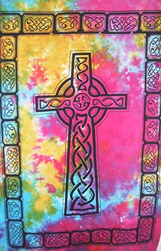 Traditional Jaipur Kreuz Christian Jesus Kruzifix Symbol des Christentums Wall Art Poster, indischen Dekor, böhmischen Wandbehang, Hippie Wohnheim Zimmer Dekoration,