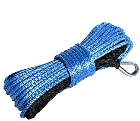 DEDC Cuerda de Cable de Cabrestante Sintética de 1/4 Pulgadas x 50 pies, Cable de Cabrestante Azul con Funda para Cabrestantes de ATV UTV SUV Camión Barco Ramsey