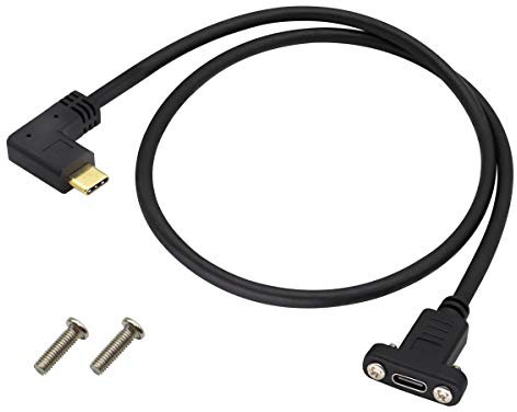 AAOTOKK 90 Degrés Gauche et Droite Angle Type C 3.1 Mâle à Femelle Montage sur Panneau GEN2(3A) Prise en charge des Ordinateurs Portables,Tablettes,Câbles de Charge,Données,Audio et Vidéo(0,6M/2Pied)