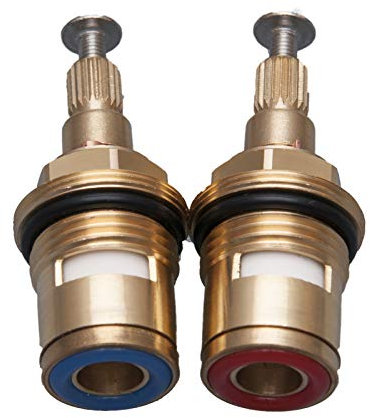 Noyau de valve de robinet en laiton et céramique, bobine de rechange de robinet, valves rotatives en laiton pour cuisine, salle de bain, jardin, etc (1 paire chaude et froide)