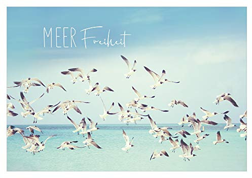 KE - Exklusive Maritim Geburtstagskarte, DIN B6 Klappkarte mit Umschlag, Ideal für Liebhaber des Meeres - Motiv: Meer Freiheit