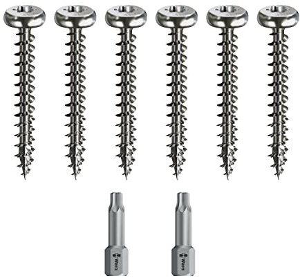 Spax - Jeu de vis à bois - Filetage complet + embout Torx - 6 tailles : 3 x 20, 3 x 30, 4 x 35, 4 x 45, 5 x 30, 5 x 40 mm, acier inoxydable A2