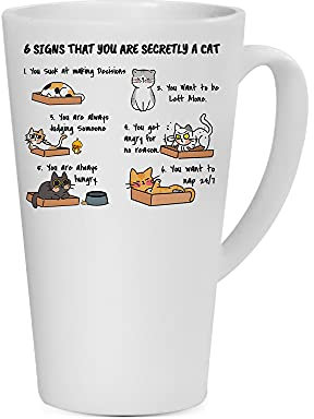 Getagift Six Signs That You are Secretly a Cat, Humorous Gift for Men, Women, Cat Lovers, Cat Owner, Crazy cat Lady Present, Novelty Mug, Unique Ceramic Latte Mug. (17 oz)
