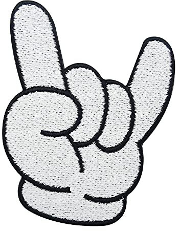 Finally Home Weiße Cartoon Hand Rocker Patch zum Aufbügeln | Comic Patches, Manga Bügelbild, Rocker Aufbügler, Maus Aufnäher