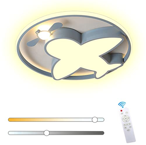 ANKBOY LED Deckenlampe Karikatur Kinderzimmer Fernbedienung Deckenleuchte Metall Dimmbar Jungen und Mädchen Cartoon Kreativität Flugzeug Design Modern Dkorieren für Wohnzimmer Schlafzimmer,Blau