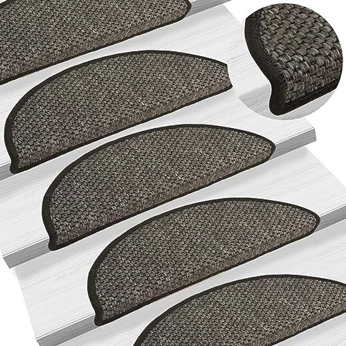 Leepesx Treppenmatten Selbstklebend Sisal 15 STK, Stufenmatten, Treppenteppich, Treppenstufen Matten, Treppenschutz, Stufenteppich, Treppenstufenmatten, 56x20 cm Anthrazit
