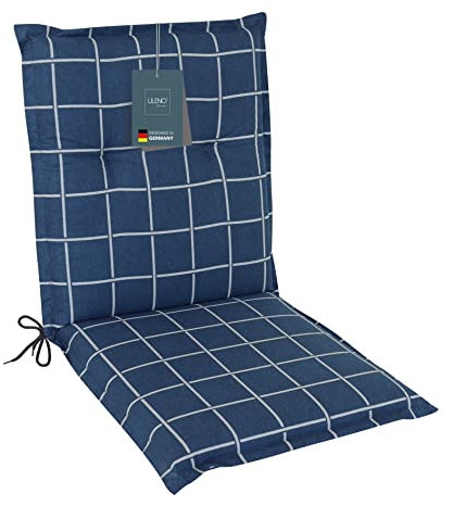 LILENO HOME Gartenstuhl Auflagen als [1er Set - Niedriglehner] in Yacht-Karo Dunkelblau - Bequeme Liegen als Sitzauflagen für Gartenmöbel - Stuhlkissen für Gartenstühle und Klappstühle