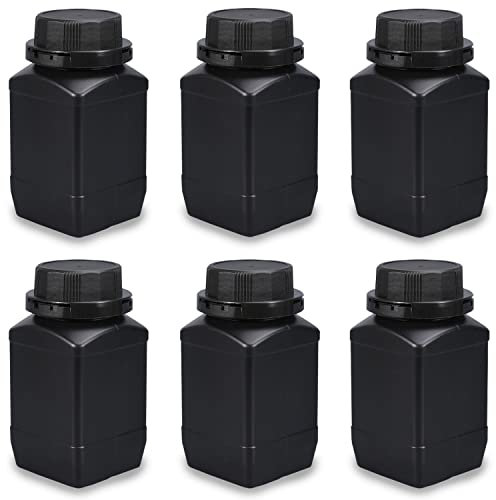 Lxoraziy 6 Pieces 500ml Wide-neck Bottles with Screw Caps, Chemicals Bottle, Laboratory Bottle with Lid Can Be Used As A Storage Container, for Lab Kitchen or Domestic Use(Black)