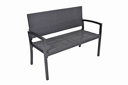 Lomadox Parkbank Gartenbank Bank Terrassenbank aus Alu/Kunststoffgeflecht in schwarz