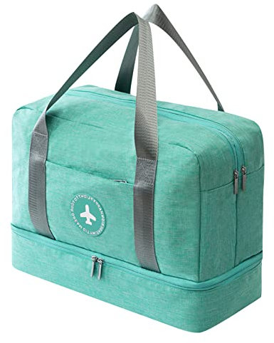 Sporttasche Trocken Nass Trennung Schwimmtasche Wasserdicht Reisetasche Badetasche Waschtasche für Fitnessstudio, Pool, Strand, Urlaub, Reise, Outdoor Sport (Grün)