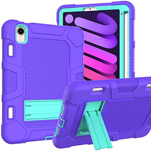 Funda para iPad Mini 6 Generación 8.3 Pulgadas 2021, Tapa del Tanque Resistente a Prueba de Choques con Soportes Giratorios, Hebilla de Mano