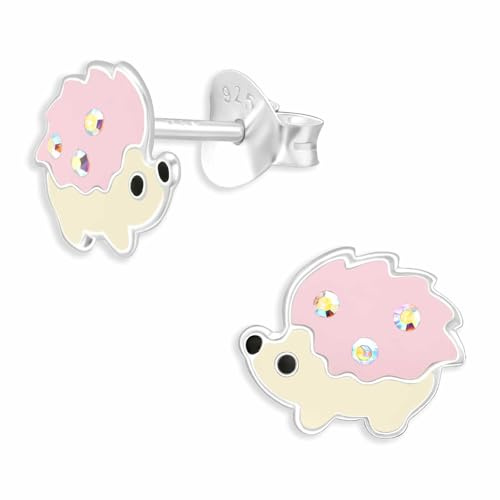 Monkimau Pinke Igel Ohrstecker Ohrringe aus 925 Silber Schmuck Silberohrringe Medizinisch für Kinder Mädchen Damen Frauen