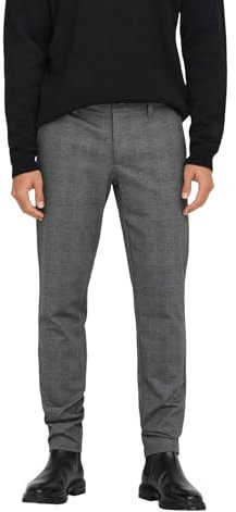 ONLY & SONS Herren Chino Hose ONSMARK Slim Check 9887 - Slim Fit - Stretch, Größe:32W / 32L, Farbe:Limestone 22019887