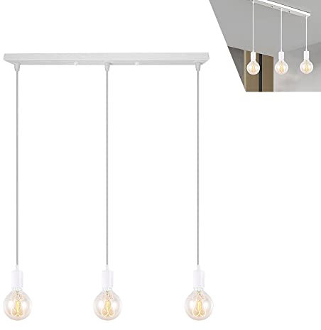 E27 Lampenfassen Pendelleuchte Kabel Lampenfassung Aufhängung Metall Decken Platte Lampe Lampenaufhängung Deckenlampe Kit Hängelampe für Zuhause Hotel Esstisch Wohnzimmer Esszimmer Küche, Weiß