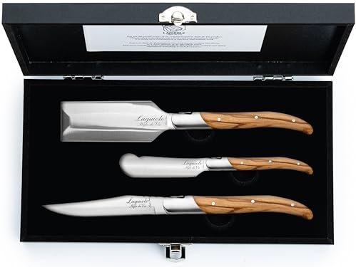 Laguiole Style de Vie Premium Line - Mini set di posate in legno d'ulivo, 8 pezzi