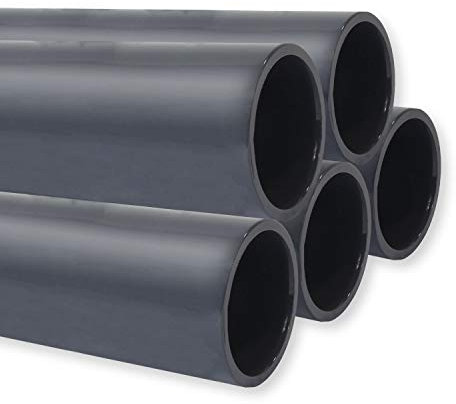 PVC Rohr PN10, Stange 1m x 50mm, PVC-U Druckrohr Fitting Kleberohr Muffe Pool Schwimmbecken, Menge: 5 Stück