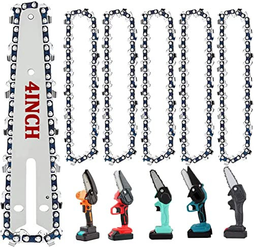VOXPO Chainsaw Chain 4 inch- 5 Pack, Universal Replacement for Mini Chainsaws