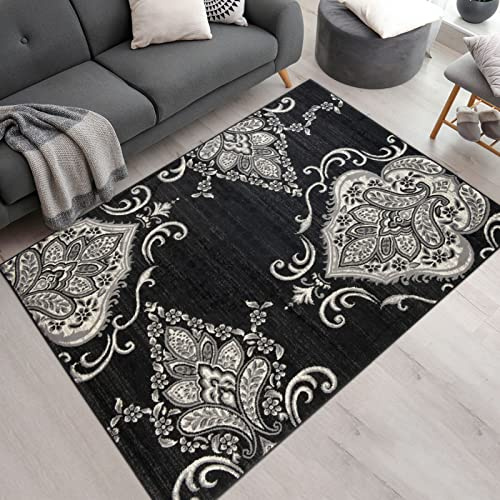Mazovia Teppich Wohnzimmer 80x150cm Schwarz Geometrisch 90er-Retro Weich