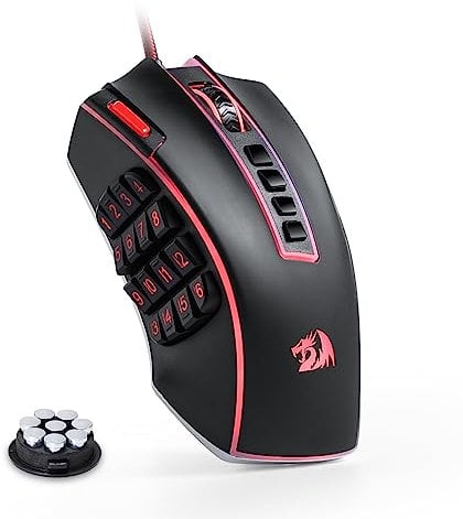 Redragon M990 MMO, mouse da gioco RGB cablato ad alta precisione da 32000 DPI con 23 pulsanti programmabili, 16 tasti macro laterali, supporti software, base in alluminio