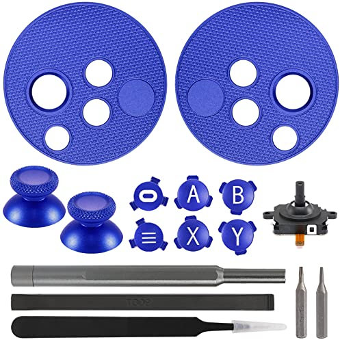 VRbrother Metal Left and Right Controller Replacement Keyboard, Mushroom Caps, ABXY Buttons Return Key Function Key, Analog Joystick Replacement (1pcs) for Meta Oculus Quest 2 Accessories (Blue)