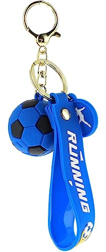 Cobee Fußball Schlüsselanhänger, Geschenk Neuheits Schlüsselanhänger Fußball für Jungen Sportfan Silikon, inspirierendes, Schlüsselanhänger für Kinder Partygeschenke Belohnungsgeschenk (blau)