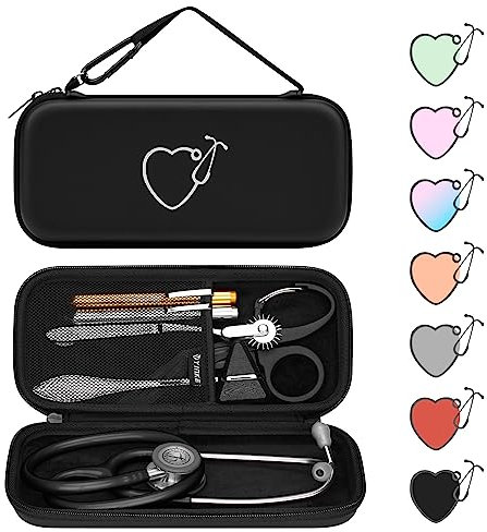 Yinke Stethoskop Tasche für 9M littmann/MDF/ADC Stethoskop Krankenschwester Zubehör für Notfallsanitäter Klein, und Tragbar Stoßfest für Reisen Passt Medizinische Schere Reflexhammer Stift Licht