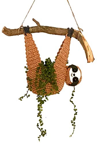 JINGLING Faultier Übertopf, Pflanzgefäßzubehör, Faultier-Geschenke, Pflanzenaufhänger für Sukkulenten-Topf, Heimdekoration, Tier-Wand-Übertopf für Pflanzenliebhaber – süßes Faultier it Pflanzen