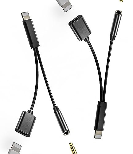 Adaptateur iPhone Jack Lightning vers 3.5 mm Ecouteur 2en1(lot de 2)Certifié Apple MFI Chargeur Cable Casque Double Prise Accessoire pour 14 13 12 11 Pro Max 7 8 Plus X Ipad Air Câble Voiture Écouteur