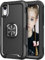 Knoowcase for iPhone XR Case Shockproof iPhone XR Phone Case with Ring Military Grade Full Protective TPU Bumper Hard PC Back Cover Built-in Magnetic Kickstand Car Mount Case, Black