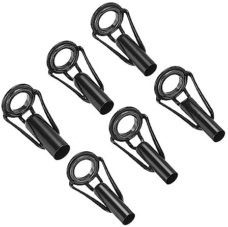 PATIKIL 4.2-5.5mm Angelrute Spitze Reparatur Kit 6Stk Edelstahl Pfahl Ring Leitfaden Ersatz für Salzwasser Süßwasser Fischen Schwarz
