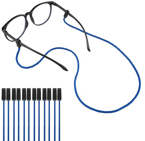 Andibro 6 Pcs No Tail Eyeglasses Strap, Silicone Sunglasses Holder Strap Universal Eyeglasses String Holder Straps Rope Anti-Slip Eyewear Retainer Sunglass Lanyard Around Neck Sports Band(Blue)