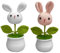 Wnvivi 2 Stück Handgefertigte Gestrickte Häschen Im Topf, Mini-Häkel-Osterhasen-Figur mit Topf, Niedliche Häschen-Topf-Desktop-Ornament für die Heimdekoration zu Ostern(Weiß, Rosa)