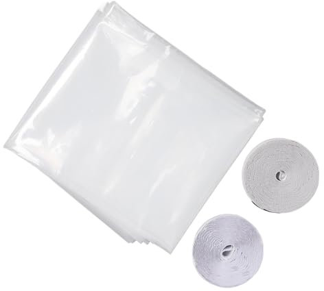 Fenster-Isolierfolie für den Innenbereich, Fenster-Isolierungs-Set, Selbstklebende Klettverschlüsse, Fenster-Kälteschutzfolie, Wiederverwendbar, Schneidbar, Transparent, Dicke