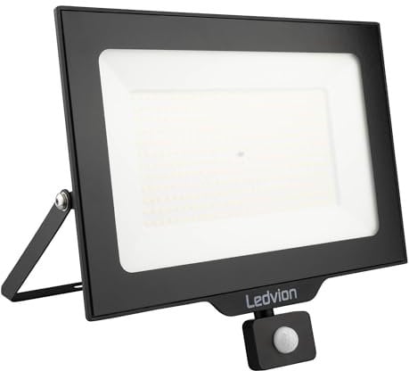 Ledvion - LED Flutlichter mit Bewegungsmelder, 200 Watt, 4000K, 24000 Lumen, IP44, Mit Schnellanschluss & 2 Jahre Garantie