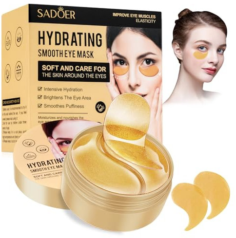 60Pcs Kollagen Augenpads Gegen Augenringe, Hyaluron & Collagen Anti Aging Augenmaske, Algenextrakt Gel Pads Augenpads Gegen Tränensäcke und Fältchen