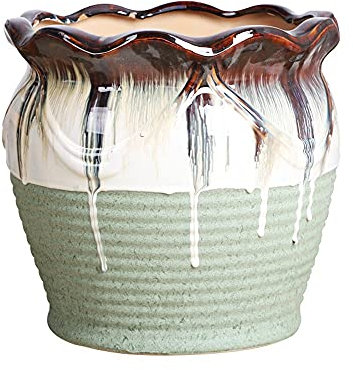 Blumentöpfe, Blumentöpfe für den Außenbereich, großer Pflanzkübel für Haus und Garten, großes rundes Fass, Garten-Pflanztopf, Blumenkübel mit Entwässerungslöchern (24 cm)