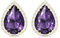 Linawe Purple Earrings Studs, Imitation Diamond Gold Stud Earrings for Women, Cubic Zirconia Teardrop Rhinestone Crystal Piercing Jewellery, Wedding Brial Bridesmaid Costume Earring Set
